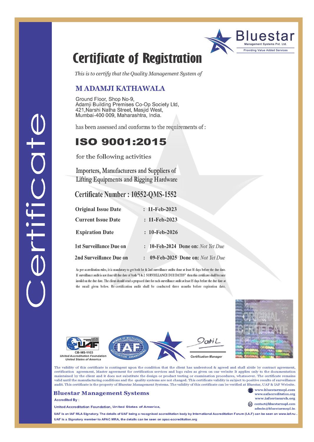 ISO Certificate